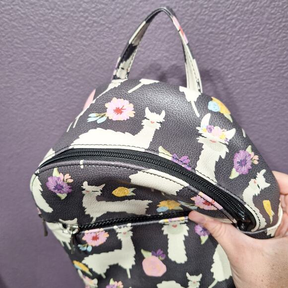 Black Llama print mini backpack - Picture 5 of 6